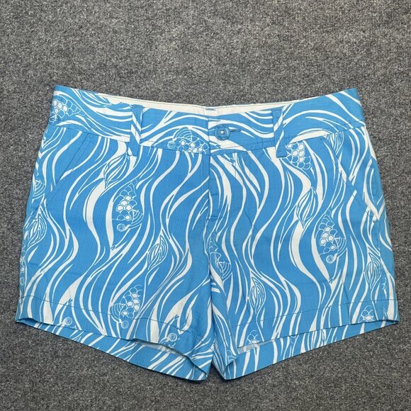 Lilly Pulitzer Pants - Lilly Pulitzer Womens Blue White Callahan Shorts Size 2 Fish Print Summer Wear